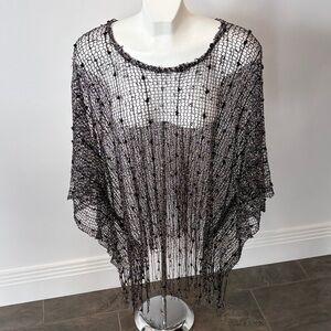 New With Tags One Size Chic Black Fringe Poncho